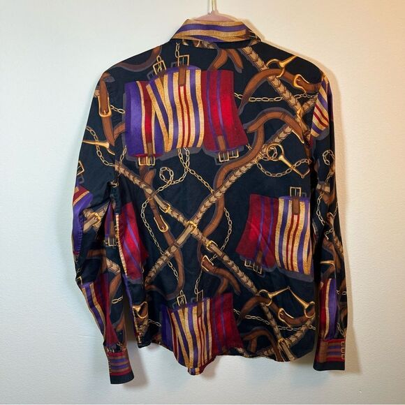 ✨ Lauren Ralph Lauren Vintage Women’s Equestrian Gold Chain Long Sleeve PM - Picture 8 of 10